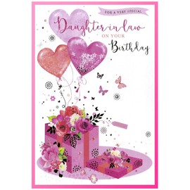 Daughter-In-Law Birthday Card - Heart Balloons - Size: 7.5" x 5.25"