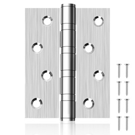 6 Pack Ball Bearing Door Hinges, 4 x 3 Inchs Heavy Duty Stainless Steel Door Hinges, Smooth and No Squeak, Non Removable Pin (Silver)