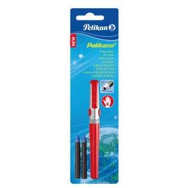Pelikan Pelikano R480 972430 Rollerball Pen Red + 2 Cartridges KM Blue