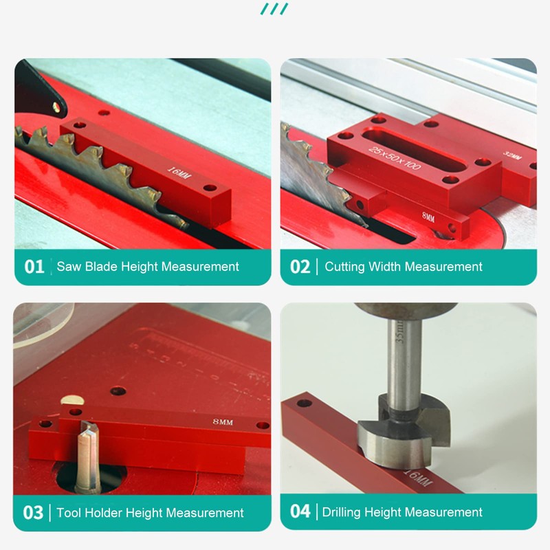 Jectse Height Gauge Blocks, 9PCS Aluminum Alloy Setup Bars Table