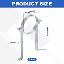 PATIKIL 6 Inch B Vent Wall Strap, 2 Pack Galvanized Round Gas Vent Pipe Strap Ventilation Open Ring Hanger Vent Wall Bracket for B Type Vent Pipe, Silver