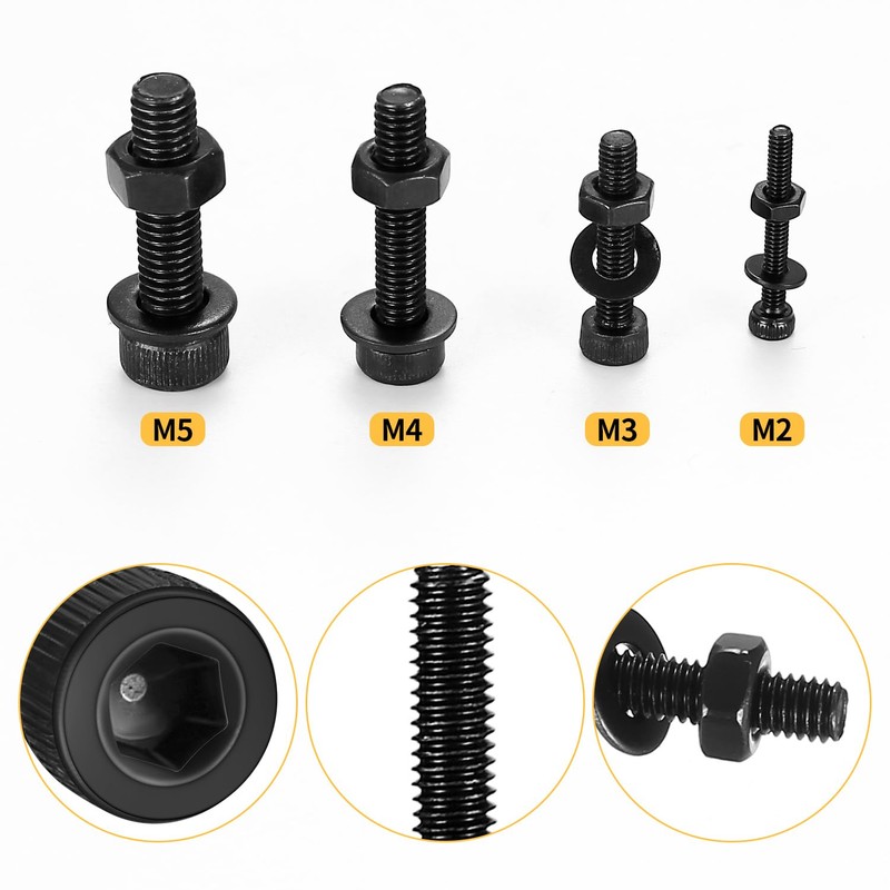 1225pcs M2 M3 M4 M5 Hexagon Socket Screws, Bolts, Nuts,