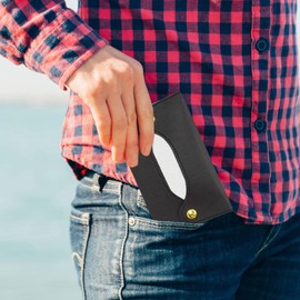 Travel Tissue Pouch - Paper Towel PU Small Leather Bag,Easy to Use Tissue Box for Car, Living Room, Home, The-Go, and