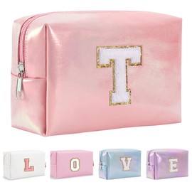 Yintry Makeup Bag Set Organizer Cosmetic Bag Travel Toiletry Bag Large Capacity Birthday Gifts for Women Girls Portable Brush Storage Bag, Pink 2