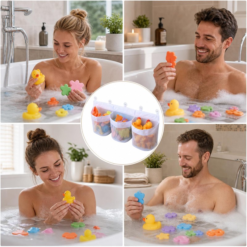 XZSKD Bath Toy Storage, Bathroom Toy Storage Bag with Multiple
