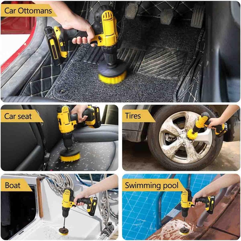 3 Pack Wheel Tire Rim Scrub Brush Wheel Cleaning Brush