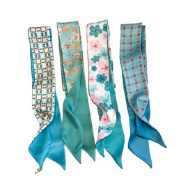 QTMY - Paquete de 4 bufandas, bufanda crepuscular para bolsas, bufanda de cabeza de seda para bolso de pelo, bufandas, banda, cuello, bufandas, regalos de moda, 08, Azul, Normal