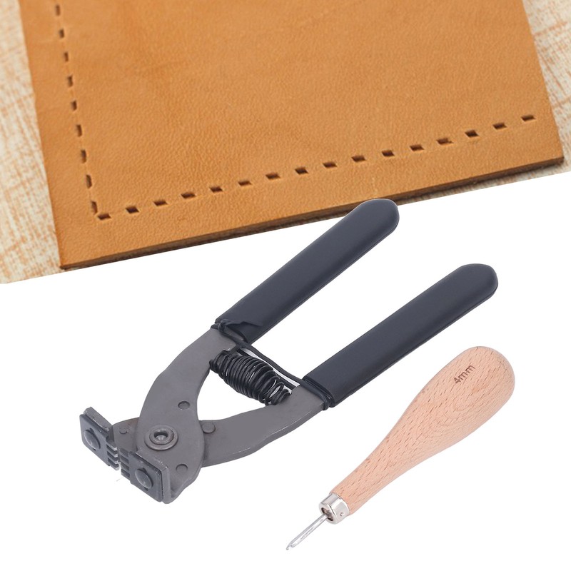 Leather Silent Pliers Diamond Awl Black Handle 4mm 4 Teeth