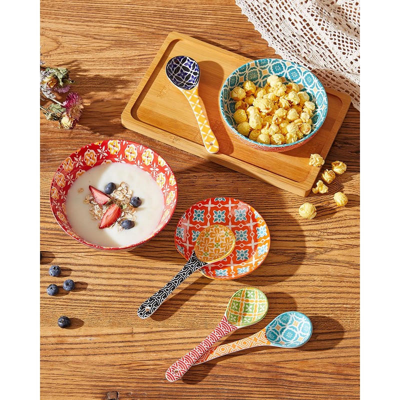 Metahom Ceramic Small Serving Spoons, Colorful Soup Spoon Set for