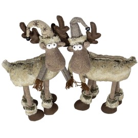 Christmas Paradise Decorative Figurine Elk Set of 2 Christmas Decoration 2 Designs Reindeer 55 cm Brown