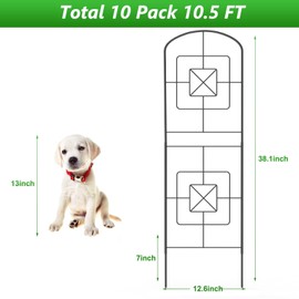 Skcoipsra Decorative Garden Fence 10 Pack, 38in(H) x 10.5ft(L) Animal Barrier Fence, Rustproof Metal Fencing for Yard, Dog Rabbits Wire Section Garden Edging Border for Yard Patio, Arched