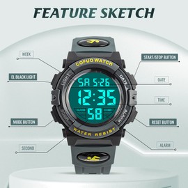 cofuo Watch for Kids Age 4-12, Kids Digital Sports Waterproof Outdoor Analog Electronic Watches with Alarm Stopwatch, Children Birthday Presents Gifts Toys for Age 4-12 Year Old Boys Girls