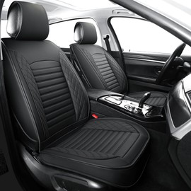 Vankerful Leather Seat Covers for Cars,Car Seat Covers Front Seats Only,Automotive Seat Covers for Trucks,SUV,Leatherette,Universal Fit,Vehicles Seats Cushions(Front Pair,Black)