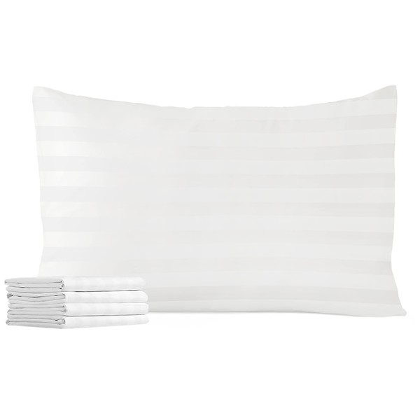 Fybres Pillow Cases Pack of 4 White -90gsm Microfiber Emboss