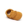 HONGTEYA Leather Baby Moccasins Hard Soled Tassel Crib Toddler Shoes