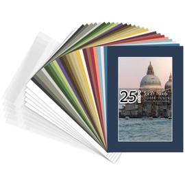 Golden State Art, Pack of 25 Mix Pre-Cut 5x7 Picture Mat for 4x6 Photo with White Core Bevel Cut Mattes Sets. Includes 25 High Premier Acid Free Bevel Cut Matts & 25 Backing Board & 25 Clear Bags
