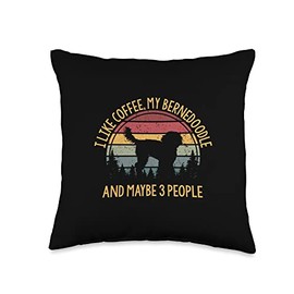 Gift idea I like coffee and my Bernedoodle I Like Coffee My Bernedoodle and Maybe 3 People Throw Pillow, 16x16, Multicolor