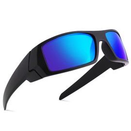 COASION Y2K Sunglasses UV400 Protection for Men and Women Large Retro Cool Glasses Wrap Around Sunglasses, Black+blue