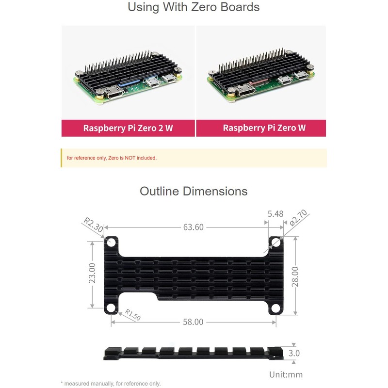 Raspberry Pi Zero Heatsink, Aluminum Heatsink for Raspberry Pi Zero
