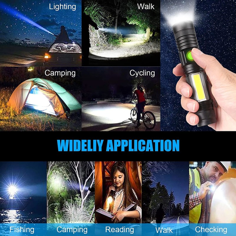 USB Rechargeable Flashlight, Magnetic LED Flashlight, 2000 Lumen Super Bright