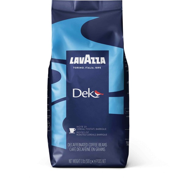 Lavazza Dek Whole Bean Coffee Blend, Decaffeinated Dark Espresso Roast, 1.1-Pound Bag , Authentic Italian, Blended and roasted in Italy, Creamy with smooth flavor and exceptional aroma