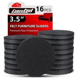 Ezprotekt 3.5" Felt Furniture Movers Sliders for Hardwood & Vinyl Floors, 16 Pcs Round Reusable Felt Furniture Moving Pads for Heavy Duty Sofa Bed Couch Cabinet, Move Items and Quickly (Black)