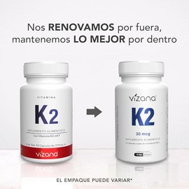 VIZANA NUTRITION | Vitamina K2-mK7 en Cápsulas HPMC Vegetarianas (90 Caps-370 mg)