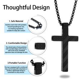Alissl American Flag Cross Breathing Necklace for Men, Bible Verse Stainless Steel Breathlink Quit Smoking, Vaporless Inhaler Meditation Tools Anxiety Necklace Relief Items Gift Black 41:10
