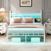 Jenmit Full Size Bed Frame with Headboard, Metal Platform Bed