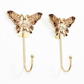 bordorsse Vintage Wall Hooks Decorative Rack Hangers, 2 Pack Metal Wall Mounted Hook with Butterfly Shape for Hanging Coats