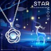 Triple Moon Goddess Necklace Sterling Silver Moonstone Wicca Pendant Pentagram