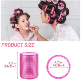 Hair Curlers Rollers, 12Pcs Big Hair Rollers Self Grip Holding Curlers with 12Pcs Stainless Steel Duckbill Clips for Long Medium Short Thick Fine Thin Hair Bangs Volume