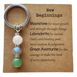 Ruimestron Natural Crystal Keychain for Women, Cute Inspirational Gift for New Beginnings, Retirement, Going Away, Farewell, Congratulations, Divorce, Housewarming, Coworkers & Best Friend