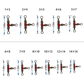 3Way Swivel Fishing Barrel Swivels-60Pcs Cross Line Brass Red Triple Swivel Cross Line Swivel Connectors Fishing Tackle Equipment 20-100lbs