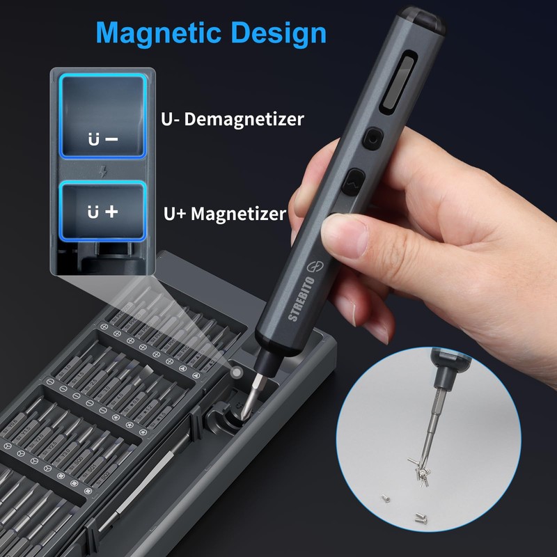 STREBITO Mini Electric Screwdriver Set, 70-in-1 Max Precision Electric Screwdriver