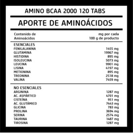 Amino 2000 Bcaa (120 Tabs) Prowinner Sabor Sin sabor
