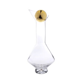 Glass Diamond Shaped Wine Decanter with Gold Lid, Fills 41 oz.