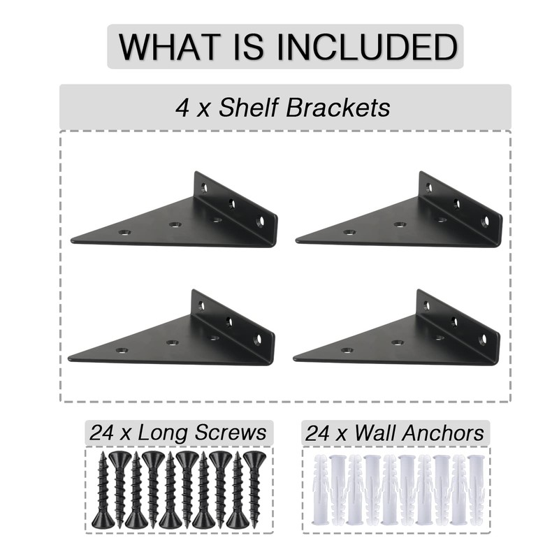 OVOV Triangle Shelf Brackets 3 inch 4 Pack Heavy Duty