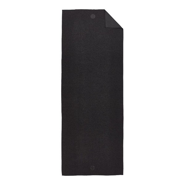 Yogitoes Manduka Yoga Towel for Mat Nonslip and Quick Dry for Hot Yoga with Rubber Bottom Grip Dots 72 Inch Long Onyx Thin and Lightweight (262023001)