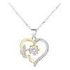 Collar Corazón Girasol Flor Amor Plata 925+ Oro+ Diamante Cz