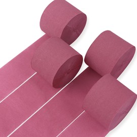 PartyWoo Pink Crepe Paper Streamers 4 Rolls 328 ft Pack of Dusty Pink Crepe Paper for Baby Shower Bridal Shower Gender Reveal Bachelorette Birthday Party Decorations (1.8 Inch x 82 Ft/Roll), Red-806