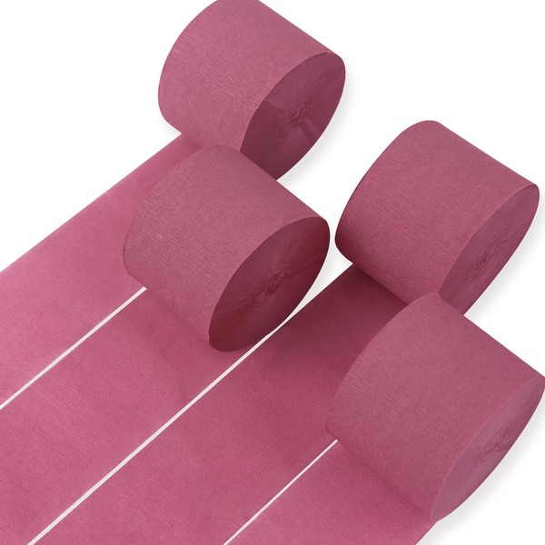 PartyWoo Pink Crepe Paper Streamers 4 Rolls 328 ft Pack
