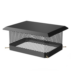 Chimney Cap 12" x 16", Galvanized Steel Chimney Cover, Weatherproof & Spark Arrestor, Easy Bottom Installation, Heavy-Duty Adjustable Mesh Cover for Outside Clay Flue Tile, Black