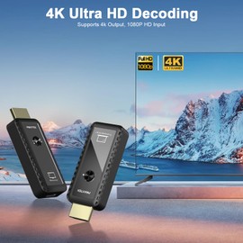 PWAYTEK Wireless HDMI Transmitter and 2 Receiver with 4K Decode, 1080P Output, 50M/164FT, 2.4G/5G Dual-Band, for PC/Laptop/HDTV/Projector, Plug & Play, No App Needed
