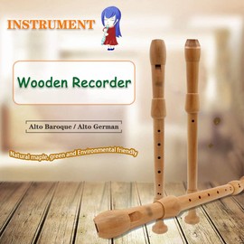 Recorders Instrument, German Recorders 8 Holes for Beginners, Baroque Recorders 3 Piece for Professional, Maple Wood F Key Alto Flute Instrument, with Cleaning Stick, Storage Bag