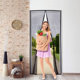 Cheelom Puerta de pantalla magnética Malla para puerta(120cmX210cm), Film para puerta, con sello magnético de cierre automático súper hermético y malla de poliéster duradera