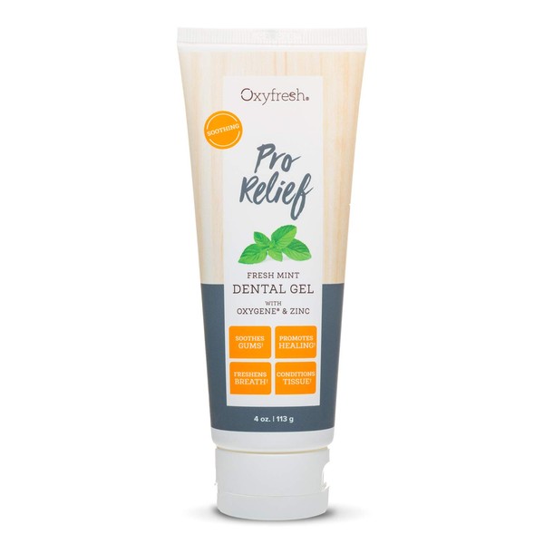Oxyfresh Premium Pro Relief Dental Gel with Zinc –Infused with Aloe Vera, Chamomile and Xylitol – Dentist Recommended to Help Soothe Gum Tissue. 4 oz.