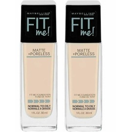 Maybelline 2 Pack Maybelline Fit Me Matte + Poreless Foundation 110, Porcelain