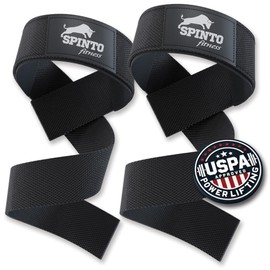 Spinto Fitness Wrist Straps for Weightlifting | 21 inch Competition Grade Rugged Cotton Grip & Padded Neoprene Gym Straps | Weight Lifting Straps for Deadlift, Bodybuilding, Powerlifting (1 pair)