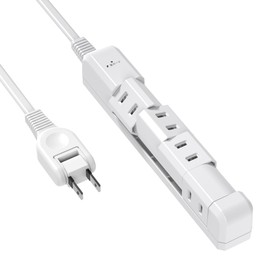 Mscien Extension Cord, 3.3 ft (1 m), Power Tap, Outlet, Rotation, 4 AC Outlets, 1,500 W, Table Tap, Octopus Wiring, Multi-Tap, Branching, Extension Cord, Fixed, Wall Mounted, Tabletop, Stylish, Slim